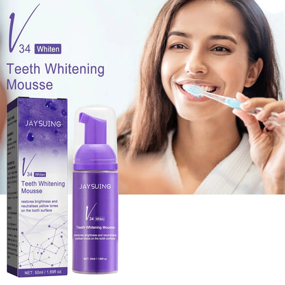 V34 Teeth Whitening Mousse – Color Corrector, Melanin Removal, Stain Cleansing & Tooth Enamel Care Foam Toothpaste