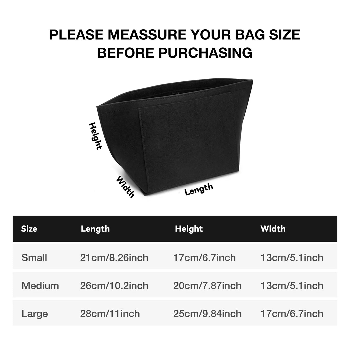 Felt Insert Bag for Longchamp Handbag - Portable Makeup & Purse Organizer Liner for Travel