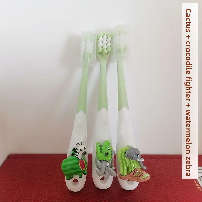 3PCS Italian Brainrot Tung Kids Toothbrushes — Soft Bristle Anime Cartoon Toothbrush for Children Ages 2-12