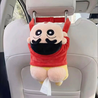 Crayon Shin-chan Plush Tissue Holder - Cute Hanging Car Tissue Bag & Fun Gift Decor