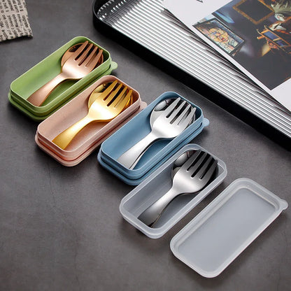Portable 304 Stainless Steel Tableware – Children's Spoon and Fork Set, Outdoor Tourism and Dessert Utensils