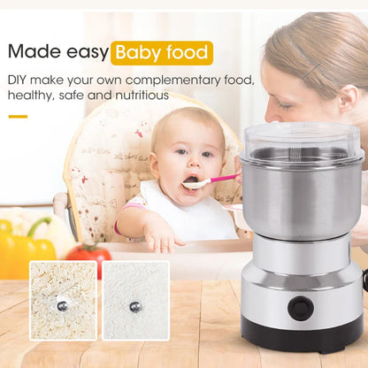 Mini Electric Grinder – 300ml Ultrafine Pulverizer for Baby Food, Coffee, Spices, Pepper, and Grains – 2/4 Blade Options