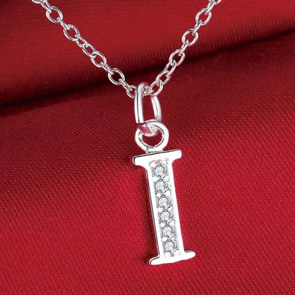 26 Letters 925 Sterling Silver Zircon Necklace Pendant – Personalized Alphabet Jewelry for Women | Elegant Wedding & Gift Accessory
