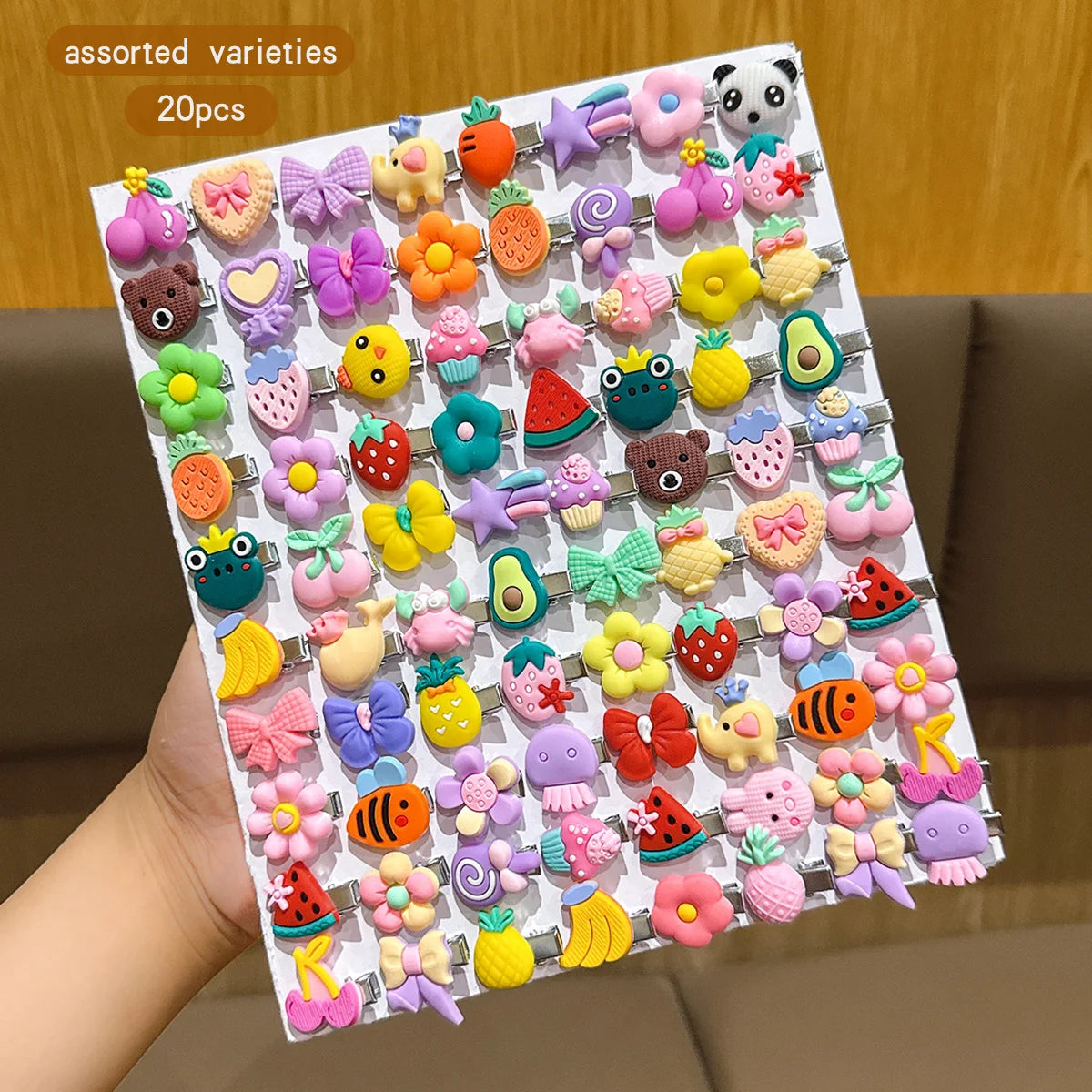 20PCS Cute Cartoon Hair Clips - Random Assorted Designs for Girls, Everyday Hairstyles, and Stylish Hair Accessories