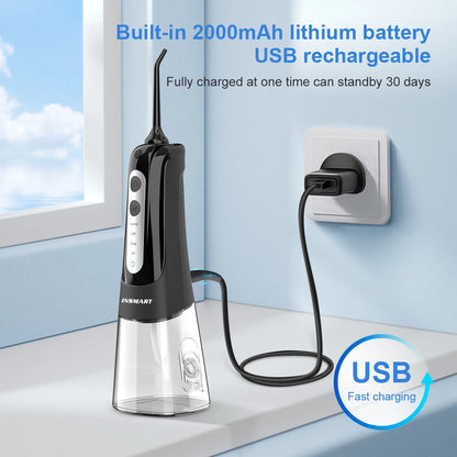 INSMART Portable Oral Irrigator – 300ml Waterproof Dental Water Flosser for Teeth Cleaning & Whitening