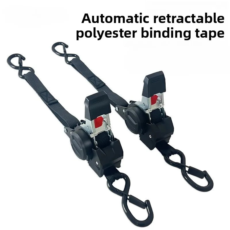 Auto Retractable Ratchet Cargo Straps – Heavy Duty Luggage Tie Down Belts for Car & Motorcycle Load Securing Tensioner Strap Kit