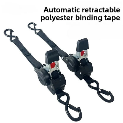 Auto Retractable Ratchet Cargo Straps – Heavy Duty Luggage Tie Down Belts for Car & Motorcycle Load Securing Tensioner Strap Kit