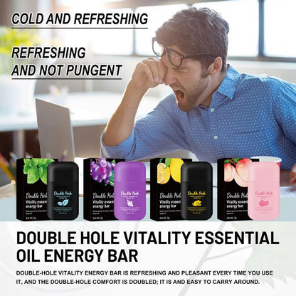 Anti-Snoring Nasal Inhaler — Two-Nostril Aromatherapy Stick with Energy Oil for Sleepiness Relief