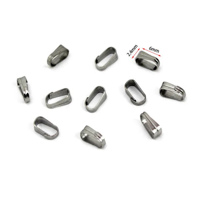 50PCS Stainless Steel Pendant Bail Connectors - Pinch Bail Clasp Clips for DIY Jewelry Making & Necklace Charms