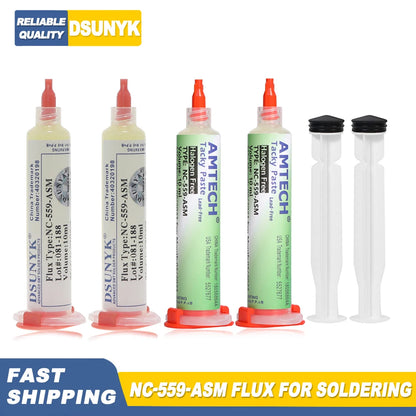 Original Amtech NC 559 Flux – 10ml Syringe for Soldering, BGA & SMD PCB Repair, Electronics Tools