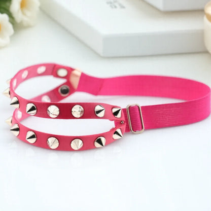 Punk Leather Garter Belt - Double Row Rivet Thigh Ring Body Chain Accessory for Women & Men