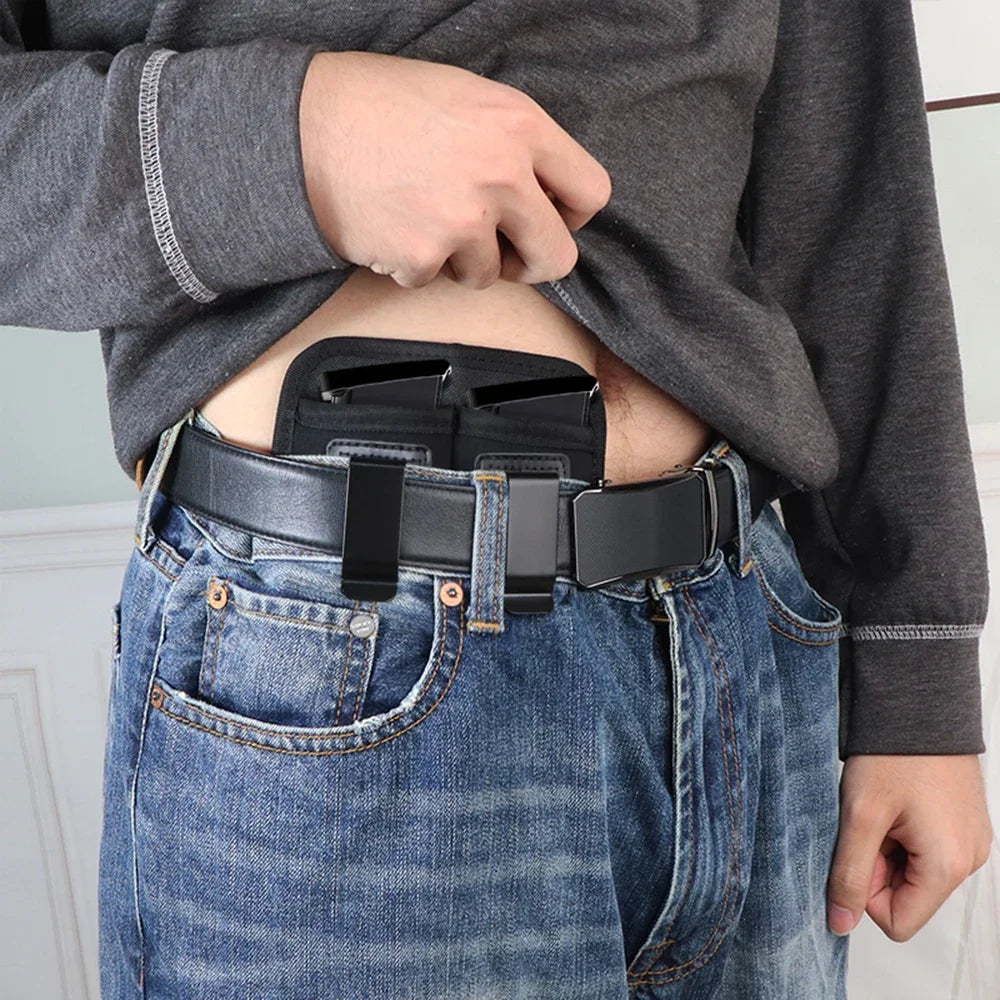 Single/Double Concealed Magazine Pouch – IWB Mag Holster for 9mm/.40/.45/.380/.357, Outdoor Waist Carry Case for Knife & Flashlight