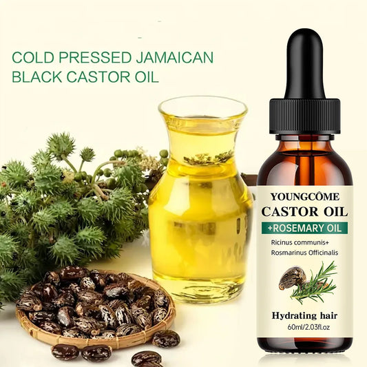 Castor & Rosemary Hair Growth Oil - Natural Blend for Thicker, Shinier Hair and Split End Care
