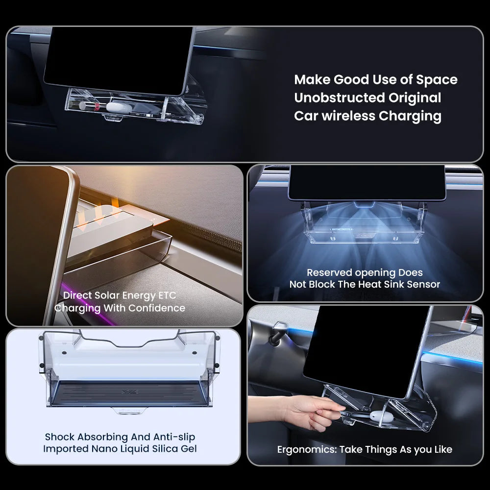 YZ Tesla Model 3/Y Highland Juniper Magnetic Under Screen Storage Box - Hidden Tray Organizer