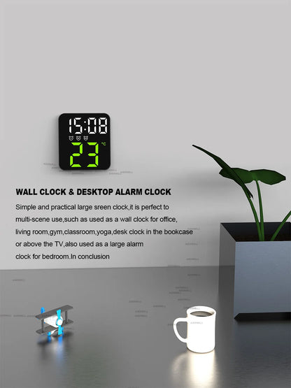 Digital Alarm Clock for Bedrooms – Temperature Display, Adjustable Brightness, Voice Control, 3 Alarms, 12/24H Wall Clock