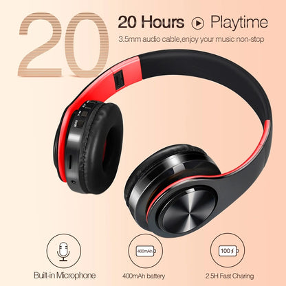 CATASSU Over-Ear Bluetooth Headphones – Wireless Stereo Headset with Mic & Soft Leather Earmuffs for PC, TV, Cell Phones