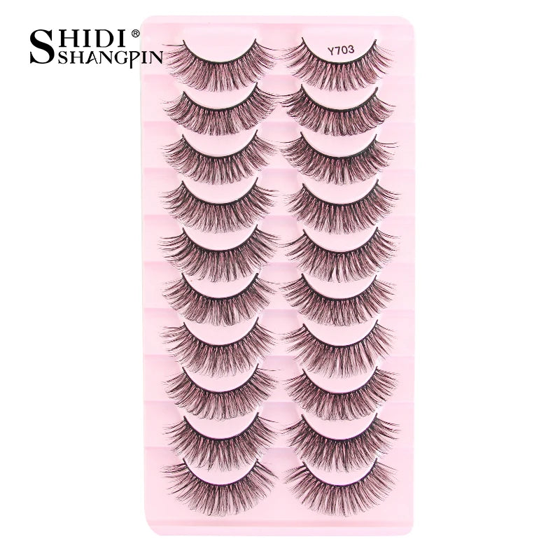 SHIDISHANGPIN 5/10 Pairs Cat Eye False Lashes – 3D Mink Half Lashes, Eyelash Extensions for Natural Makeup, Faux Cils Maquiagem