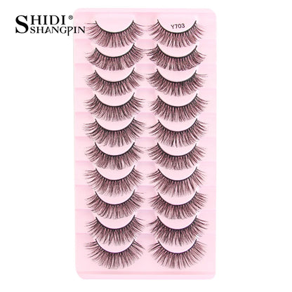 SHIDISHANGPIN 5/10 Pairs Cat Eye False Lashes – 3D Mink Half Lashes, Eyelash Extensions for Natural Makeup, Faux Cils Maquiagem