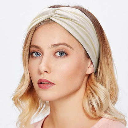 Silky Threaded Fabric Twist Headband – Elastic Yoga, Workout & Running Hair Bands for Women & Girls
