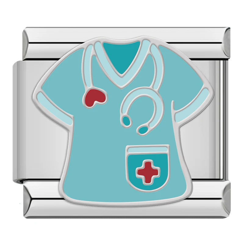 Hapiship 2025 Nurse Injection Charms — Italian 9mm Stainless Steel Bracelet Jewelry DJ1836-C