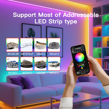 ESP32 WLED LED Strip Controller 4-Channel 15A Fuse, Level Shifter UART DIY Smart Lighting Module with Voice Control Support