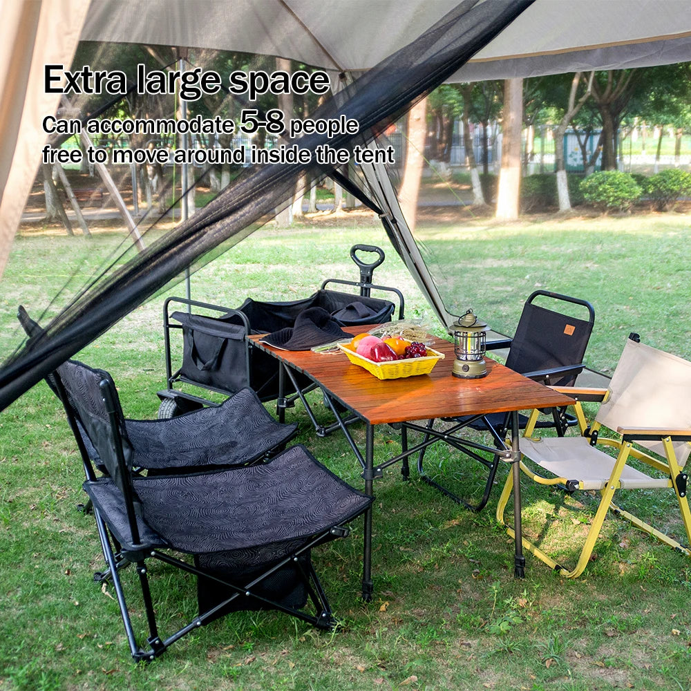 210D Large Family Camping Tent (6-10P) – Waterproof, UV Protection, Portable Canopy with Mosquito Shield for Beach & Park