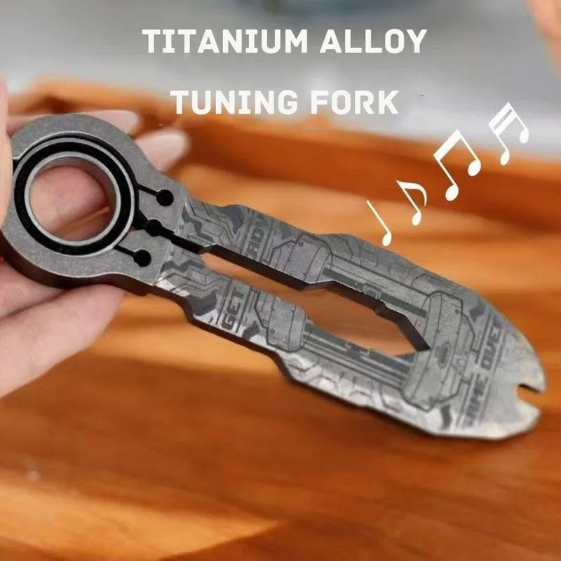 3-in-1 Titanium Alloy Tuning Fork - 143mm Multi-Function Crowbar, Bottle Opener & DIY Tool for Play and Collecting
