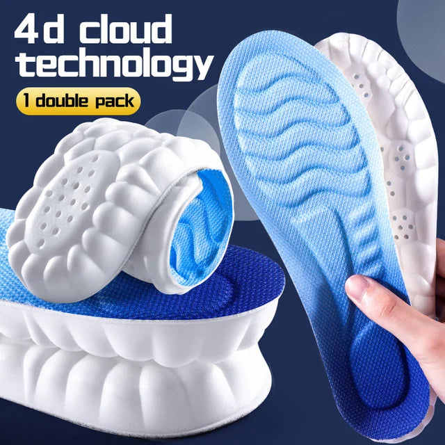 4D Massage Shoe Insoles — Super Soft Latex Sports Insoles with Arch Support, Orthopedic Inserts for Running & Basketball Shoes, Unisex