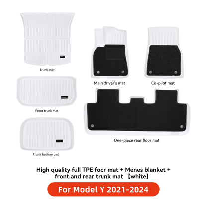 YZ TPE White Foot Pad — Fully-Surrounded Floor Liner for Tesla Model 3 & Model Y (2021–2025) | Waterproof, Non-Slip