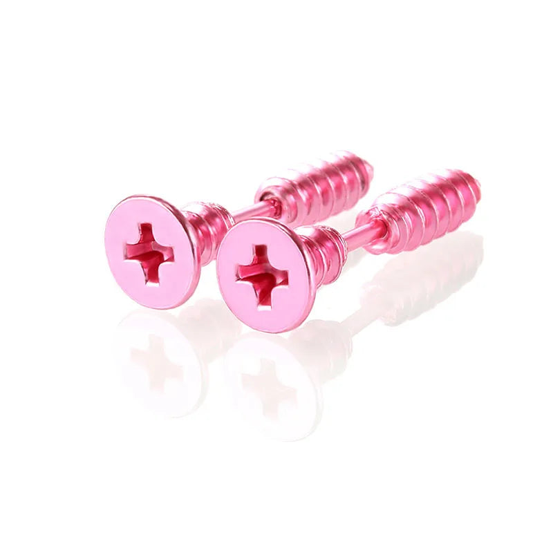 Punk Stainless Steel Stud Earrings - Gold Black Colorful Helix & Body Piercing Jewelry
