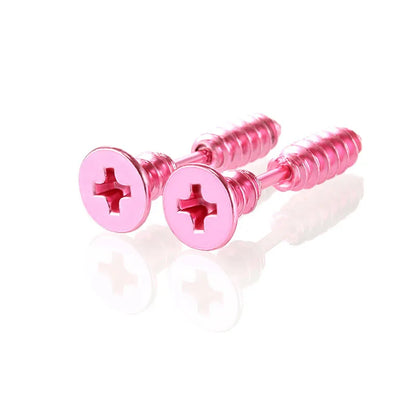 Punk Stainless Steel Stud Earrings - Gold Black Colorful Helix & Body Piercing Jewelry