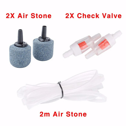 Mini Aquarium Air Pump - Single/Double Outlet Compressor with Check Valve Tube for Fish Tanks - 220V 3W/5W