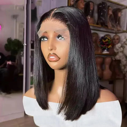 Raw Vietnamese Human Hair Lace Front Wig – 13x6 Bob, Straight Natural Black, 250% Density, 100% Human Hair