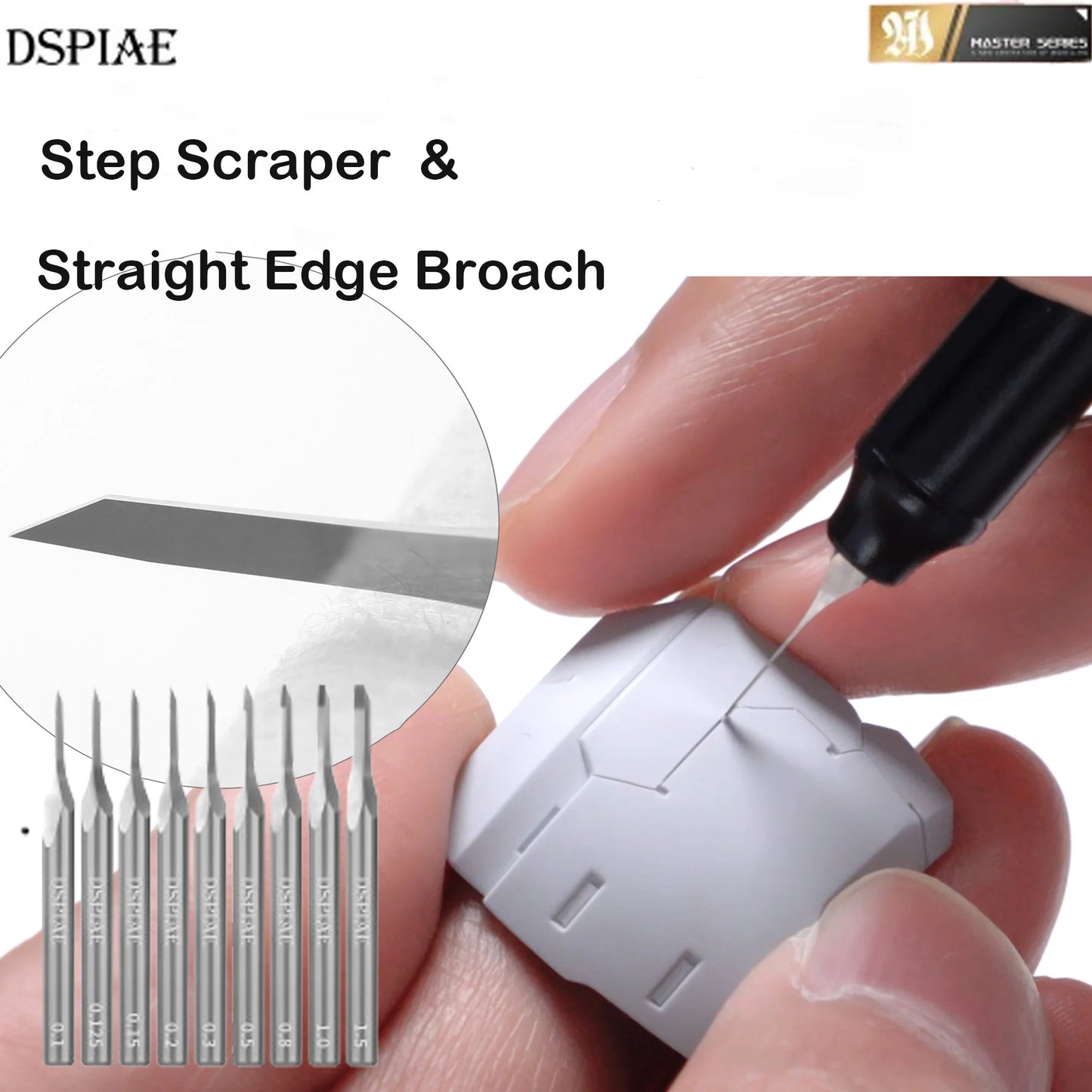 DSPIAE ZPB/GS Series Ultra Precise Scribing Tool – Straight Edge Broach & Step Scraper for Gunpla Model Detailing, Hobby DIY Craft Tool