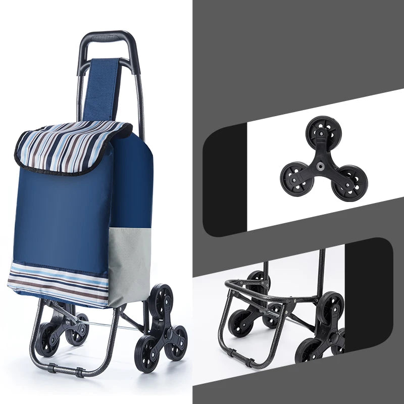 Lightweight Folding Grocery Shopping Trolley – Hand-Pull Cart for Household & Outdoor Travel