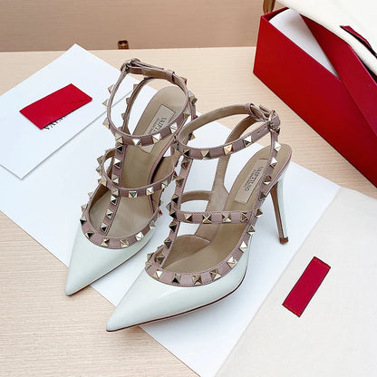 Women’s 2025 Summer Luxury Punk High Heel Sandals – Metal Rivet Gladiator Pointed Toe Stiletto Party Shoes