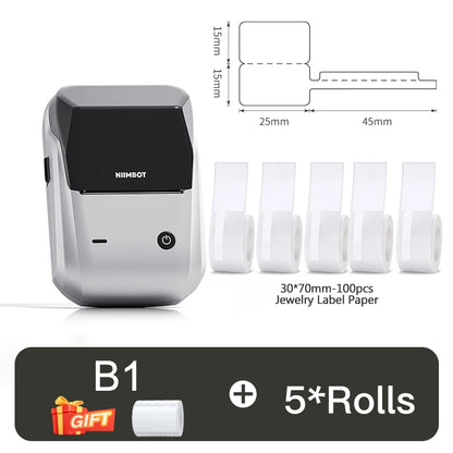 NIIMBOT B1 Portable 2-Inch Thermal Label Printer – Mini Bluetooth Adhesive Sticker Maker for Smartphone & PC