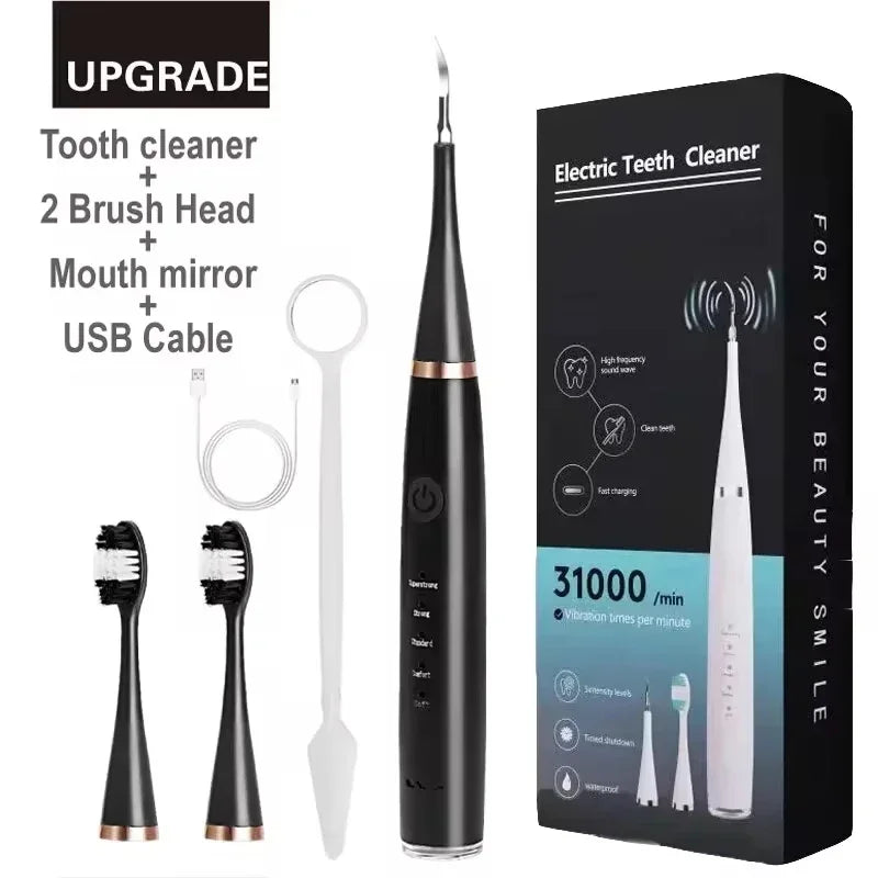 Electric Toothbrush with Sonic Cleaning – 3-in-1 Tartar Removal, Teeth Whitening, USB Charging, Replaceable Brush Head