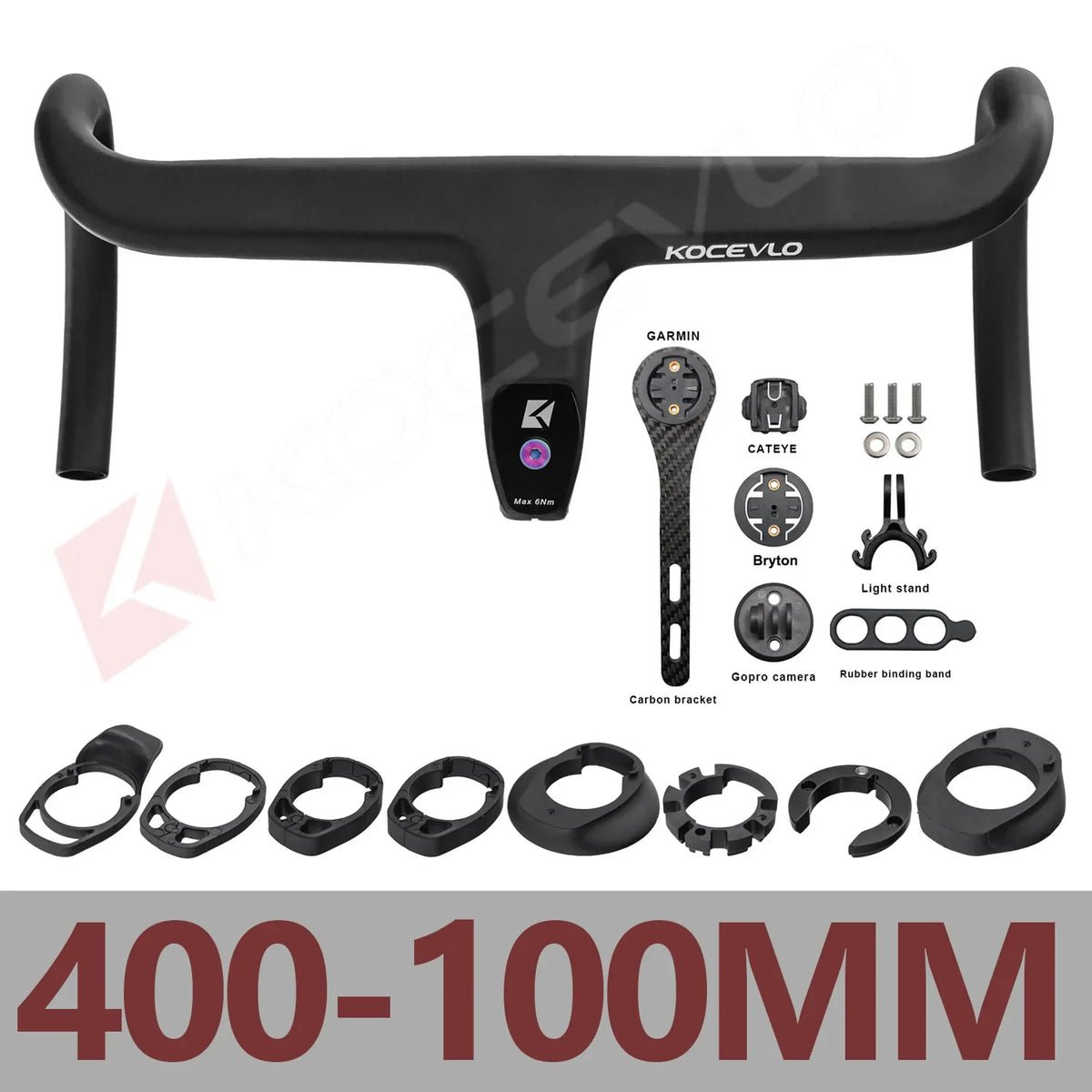 KOCEVLO Carbon Fiber Road Bike Handlebar - Integrated Internal Cable Routing Drop Bar with Computer Mount and Washers