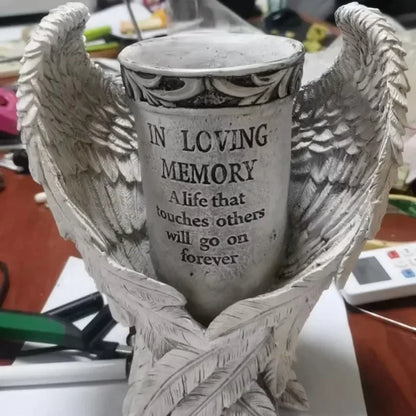 Angel Wings Memorial Figurine – Garden & Cemetery Decoration, Vase Statue, Beautiful Memorial Gift