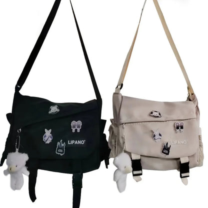 Men’s Nylon Messenger Bag - Trendy Solid Color Crossbody Shoulder Bag for School & Everyday Use