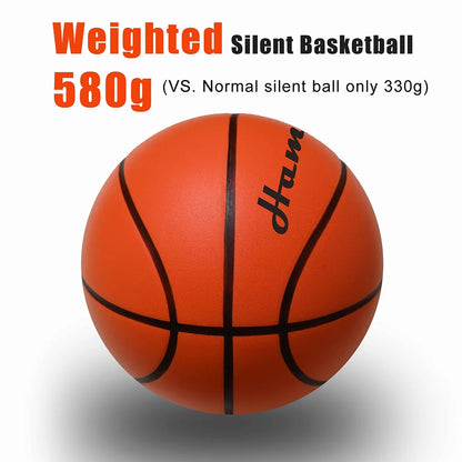 580G Silent Indoor Basketball – Noiseless Size 7 PU Foam Airless Ball with Quiet Bounce, 90% Real Feel