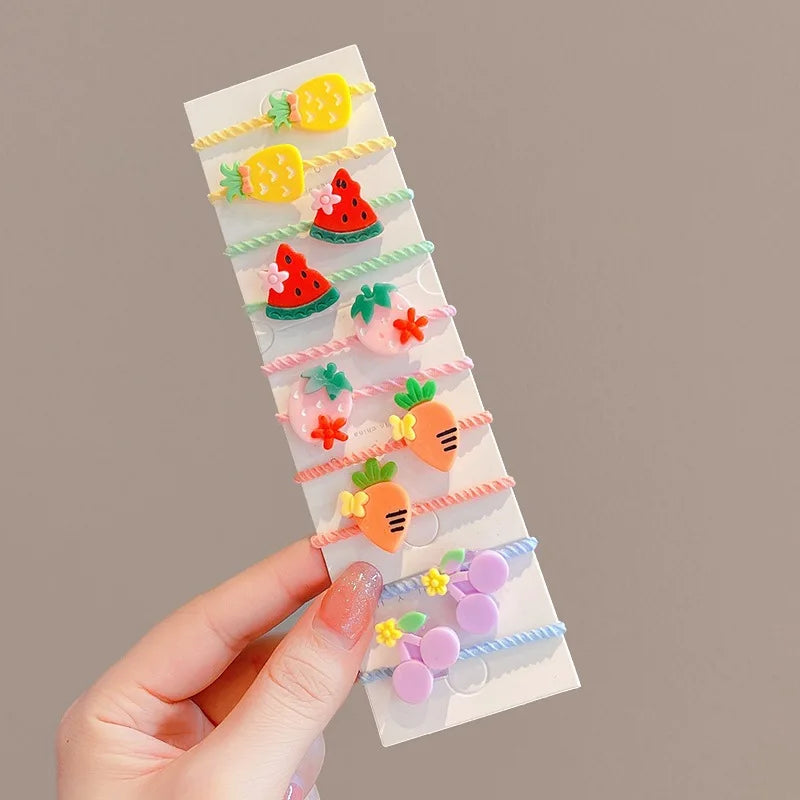 40PCS/10PCS Cute Flower Hair Bands for Girls – Elastic Hair Rings for Kids Birthday Party Headwear