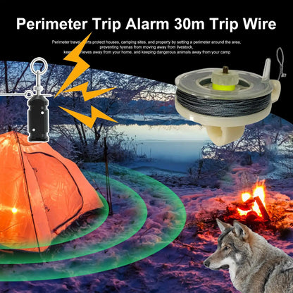 Outdoor Camping Perimeter Alarm Trip Wire - Weatherproof Trip Line Early Warning Security System for Campgrounds