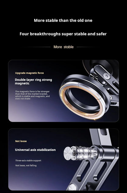 Magnetic Vacuum Adsorption Car Mount – Foldable 360° Rotating Aluminum Alloy Phone Holder for Smartphones