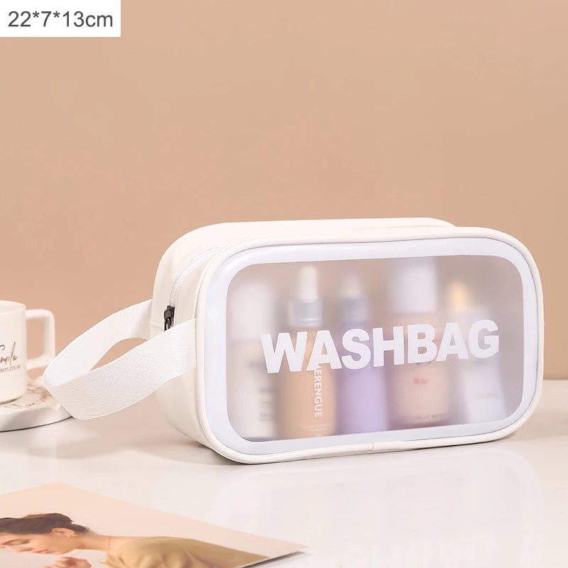 Black Transparent Waterproof Travel Makeup Bag – Portable Large-Capacity Cosmetic Organizer for Women
