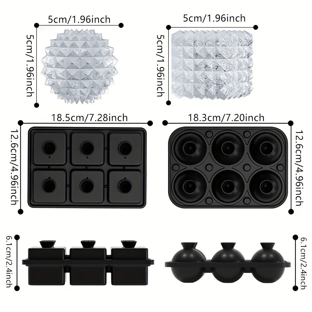Easy-Release Silicone Ice Cube Tray with Funnel – Stackable Leakproof Design for Whiskey & Drinks, Perfect for Parties & Home