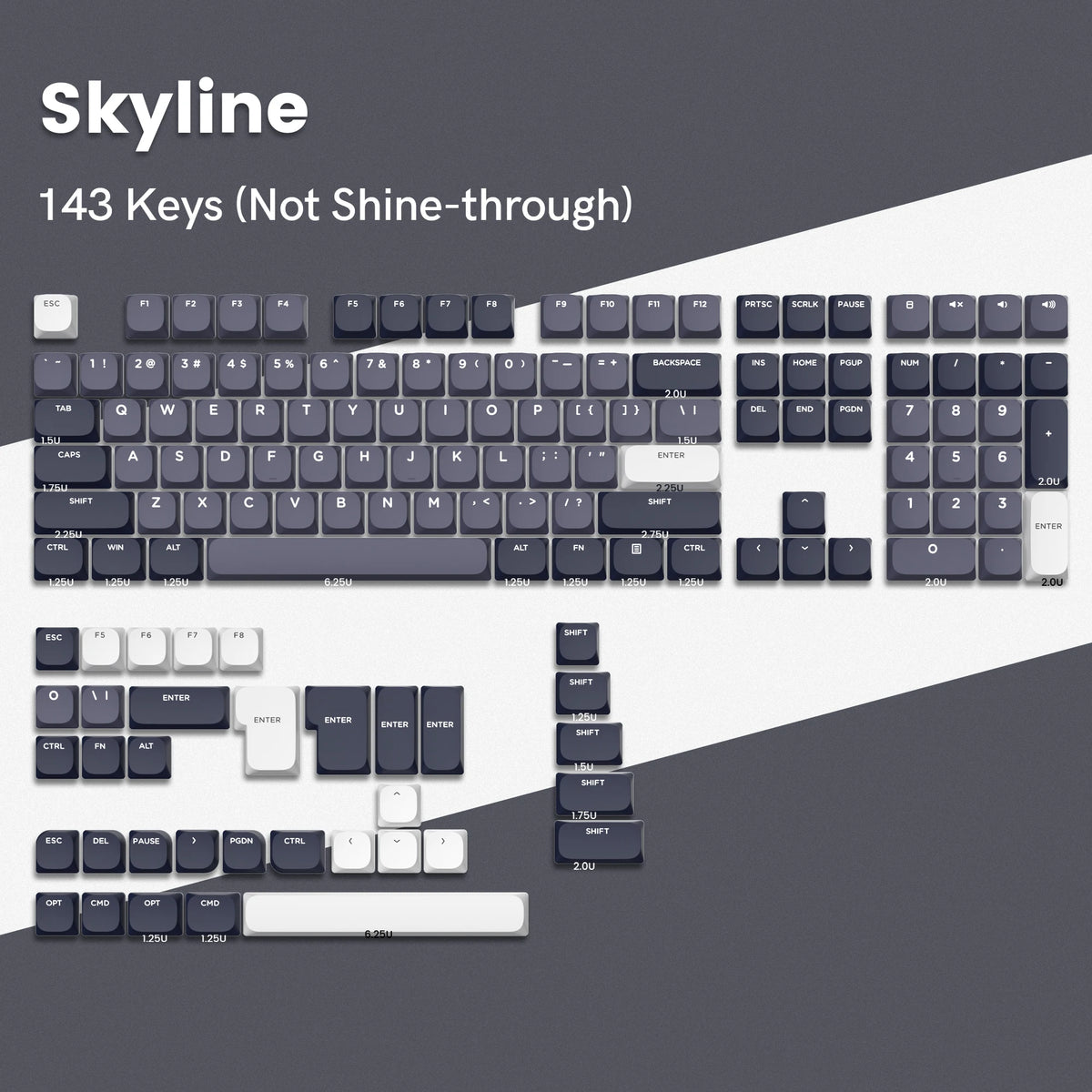 143-Key Low-Profile PBT Keycap Set - Double-Shot Keycaps for Gateron & Cherry MX Switches