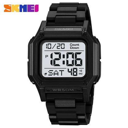 SKMEI Men’s Waterproof Sport Watch – Digital Wristwatch with Countdown, Stopwatch & Dual Time Display