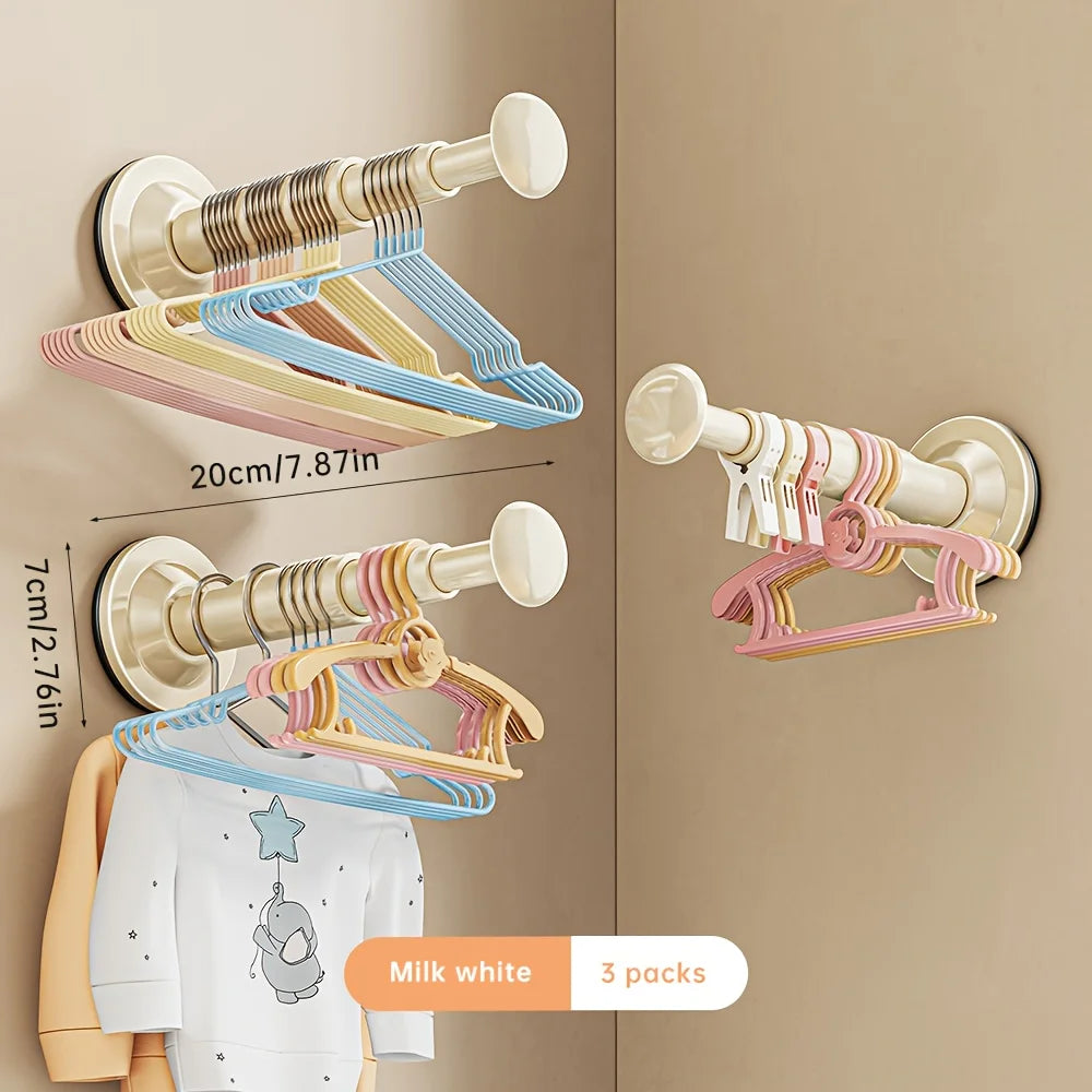 1/2pcs Hanger Storage Rack – No-Drill Suction Cup, Retractable & Adjustable Space-Saver for Home & Office